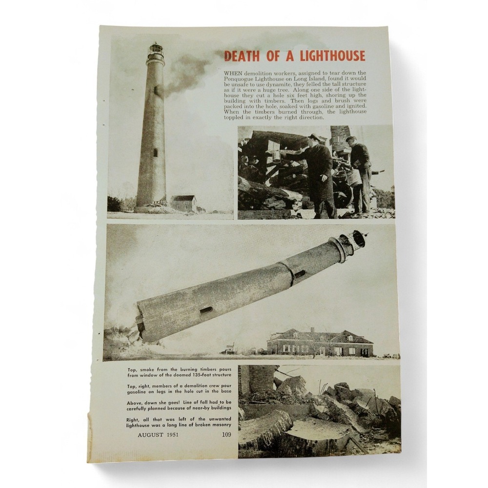 1951 Death‎ of Lighthouse Print Article Scheveningen Holland Demolition Ephemera